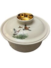Vintage Crown Staffordshire Round Tureen Bowl Pheasants Grouse Bird Unbranded picture