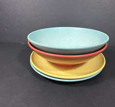 Holiday Kenro Melamine 6” 2 Plates 2 Bowls Speckle Vintage Diner Dish Some Fade picture