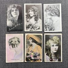 Antique Cigarette Tobacco Card Lot 6 Women Actress Photos Tinted Black and White picture