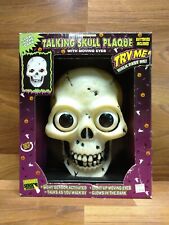 Vintage Talking Skull Plaque Sensor Moving Eyes Glows Halloween Decoration 1990s picture