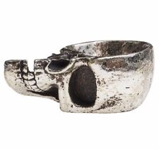 Alchemy Gothic Half Skull Antiqued Silver Resin Trinket Dish Jewelry Bowl V60 picture