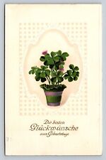 c1911 Purple Flowering Plant Best Birthday Wishes Embossed ANTIQUE Postcard 1078 picture