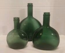 Vintage Decorative Emerald Green Bottles ~ (Lot Of 3) ~ 5.5, 6, & 8 Inch picture