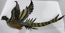 Pheasant In Flight Metal Wall Decor Flying Bird Hunting Cabin Lodge Art MCM 3D picture