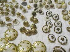 VTG 277 Pearl Gold Tone Filigree Fancy Shank Plastic Buttons Sewing Lot picture