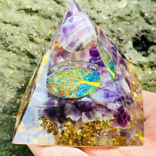 Tree of Life Orgone Pyramid Amethyst Sphere Natural Crystal Stone Reiki Recovery picture
