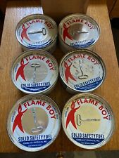6 -1965 Flame Boy Solid Safety Fuel Cans in original packaging, Vietnam war era picture