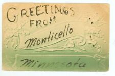 MONTICELLO,MINNESOTA-GREETINGS-EMBOSSED-PM1909-GLITTER-(MN-MMISC) picture