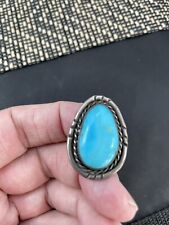 Vtg Gorgeous Navajo Turquoise Ring sz 6. 1970s 7.3g Over 1” Tall picture