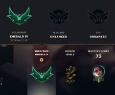 League of Legends NA 71% WR High MMR 31K BE Emerald 4 Rank Hand Leveled Account picture