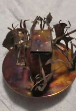 Vintage 1970s Rustic Copper Tin Windmill Metal Decorative Music Sculpture picture
