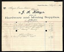 Cripple Creek, CO 1897 J.A. Kelley Mining Supplies & C.C Attached Billheads VGC picture