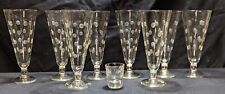 Vintage Barware, Libbey handblown with etched polka dots, 9pc cocktail set picture