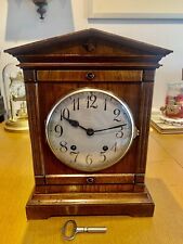 1910 Beautiful Antique Lenzkirch Very Large Mantel Clock Solid Walnut Case Mint picture
