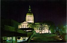 Atlanta, GA State Capitol Building Night Postcard Chrome Unposted picture