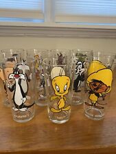 VINTAGE 1973 Warner Brothers Looney Tunes Pepsi Glasses Set Of 11 Near Mint picture