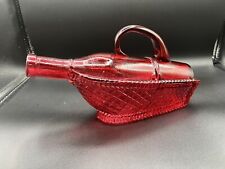 Vintage Wine Bottle Decantor Weave Pattern Bottle With Handle In The Color Red picture