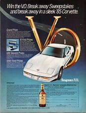 1984 Seagram's V.O. Whisky 1985 Win Sweepstakes Corvette Vintage Print ad picture