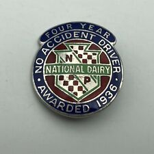 1936 Vtg National Dairy Advertising Award Lapel Pin 4 Years Safe Driving Q9  picture