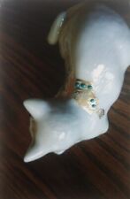 Vintage Lenox China Jewels “Resting Cat” 1992 - ivory white, turquoise, gold picture