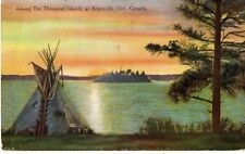 Tepee at Sunset, Thousand Islands Brockville Canada 1900s Postcard  unposted. picture