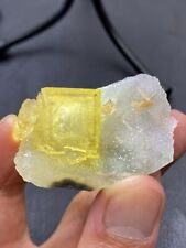 TOP！41.5g exquisite natural purple window yellow cubic fluorite crystal，China picture