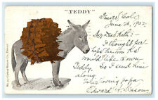 1902 Teddy Buck Carrying Things Antique Posted PMC Postcard picture