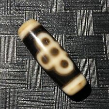 Magical Tibetan Old Agate Ivory Color 5eye Lightening Totem dZi Bead 11*32mm picture