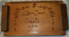 Boys Town School vtg Student Shop Class Made wood tray - Student Name Marked picture