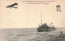 Pilot Hubert Latham Flying Antoinette Monoplane Across River in France Postcard picture