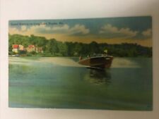 Speed Boating On Long Lake Naples Maine Vintage Postcard picture