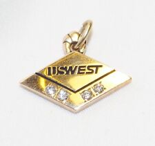 Vintage US West 10K Solid Gold Service Pendant w/ 4 Diamonds picture