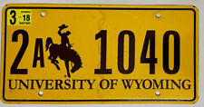 2018 WYOMING University of Wyoming License Plate - #2A-1040 picture