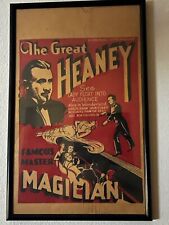 Original Vintage  THE GREAT HEANEY Famous Magician Window Card 1920’s- 1930’s picture