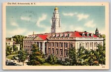 Postcard NY New York Schenectady City Hall Linen A15 picture