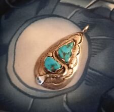 Collectible Zuni Effie C./Calavaza Sterling Silver Turquoise Snake Pendant picture