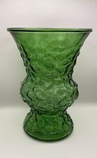 Vintage EO Brody Emerald Green Crinkle Indiana Glass Vase/Planter 10