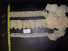 Lot of 3 - Vintage French Lace Insertion Trim- Floral design picture