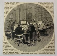 1883 magazine engraving ~ THE COOPER UNION New York City ~ READING ROOM picture