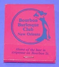 Bourbon Burlesque Club New Orleans LA Vintage 20-Strike Matchbook Full Unstruck picture