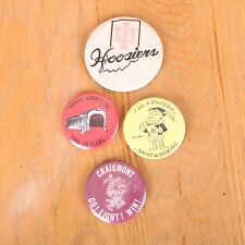 4 Vintage Pins Button Indiana IU Hoosiers Parke County Stockton Craigmont picture