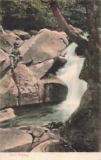 Trout Fishing Waterfall Tranquil Scene, Germany, Vintage Postcard picture