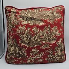 Pillow Vintage Custom French Country Oversized Toile Red 21 X 21 Velvet Zipper picture