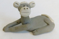 Cow Figurine Clay Gray Laying Down Ceramic Calf picture