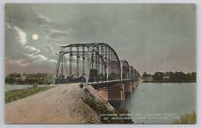 1912 Postcard Damascas Bridge & Maumee River By Moonlight Napoleon Ohio OH picture