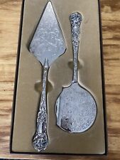 Vintage W.A. 2 PC Silverplate Cake Knife & Server Italy Etched Pattern New Rare picture