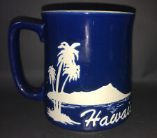 Hawaii Island Palm Tree Coffee Mug Embossed 3D Stoneware Blue See Photos picture