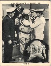 Churchman Cigarette Cards. The Navy at Work. 36 of 48. Diver. picture
