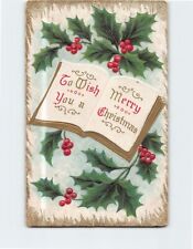 Postcard Christmas Holly To Wish You a Merry Christmas Embossed Card picture