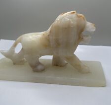 Vintage Lion Marble Alabaster Onyx Statue Figure Sculpture Hand Carved 8.75” MGM picture